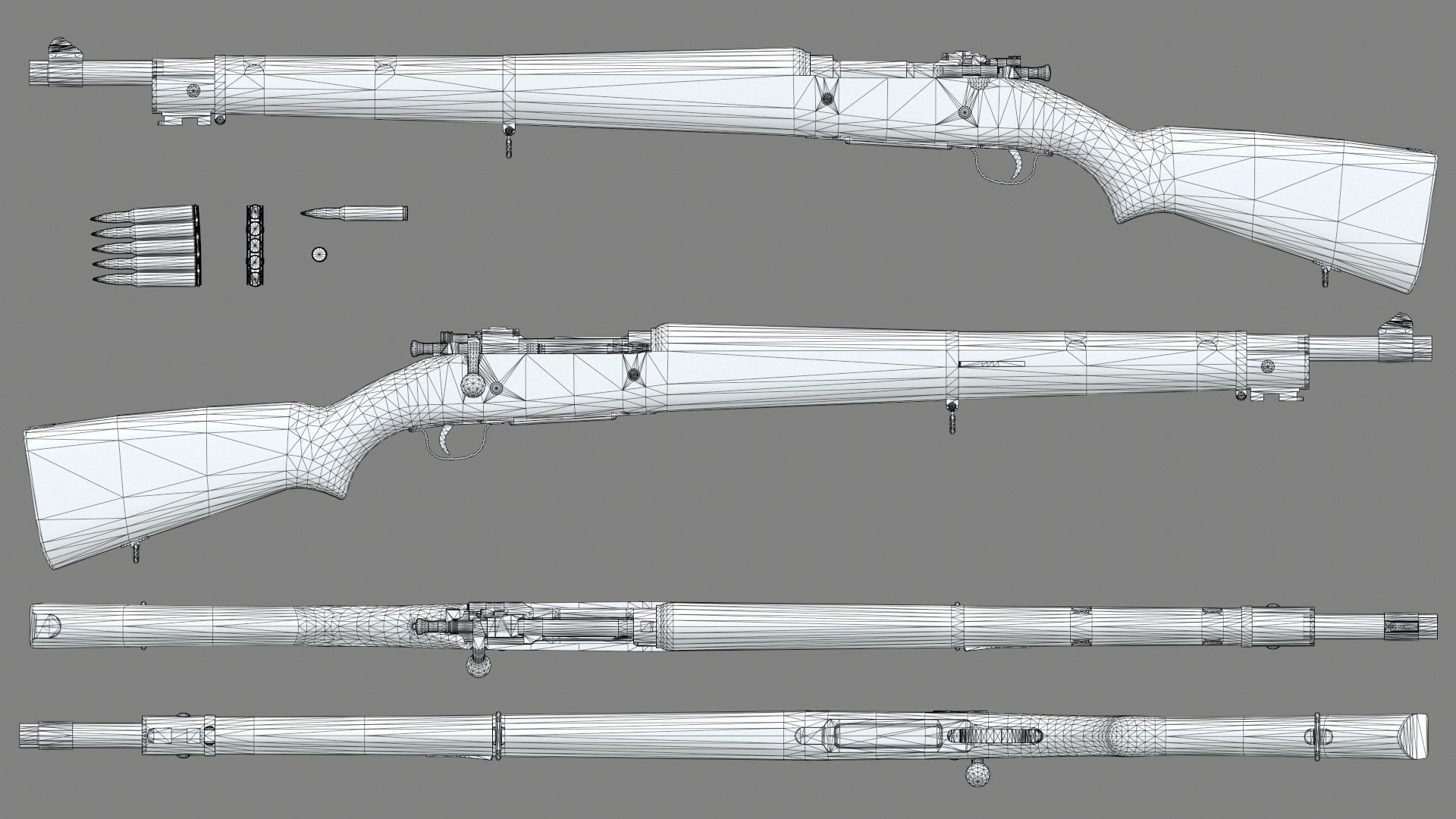 Springfield M1903 Sniper rifle Low-poly 3D model_10