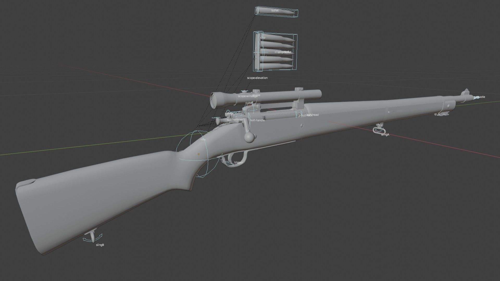 Springfield M1903 Sniper rifle Low-poly 3D model_17
