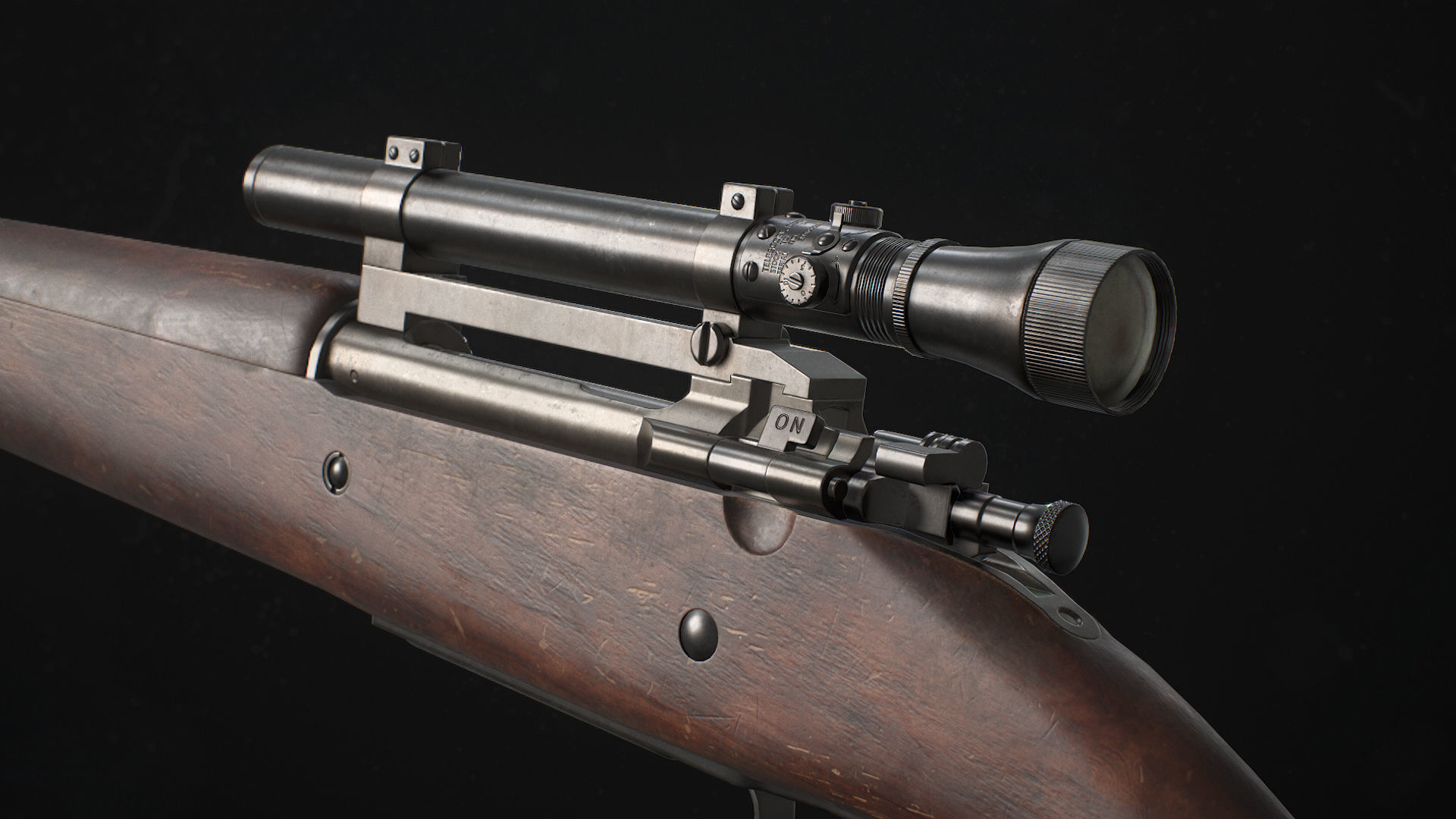 Springfield M1903 Sniper rifle Low-poly 3D model_3