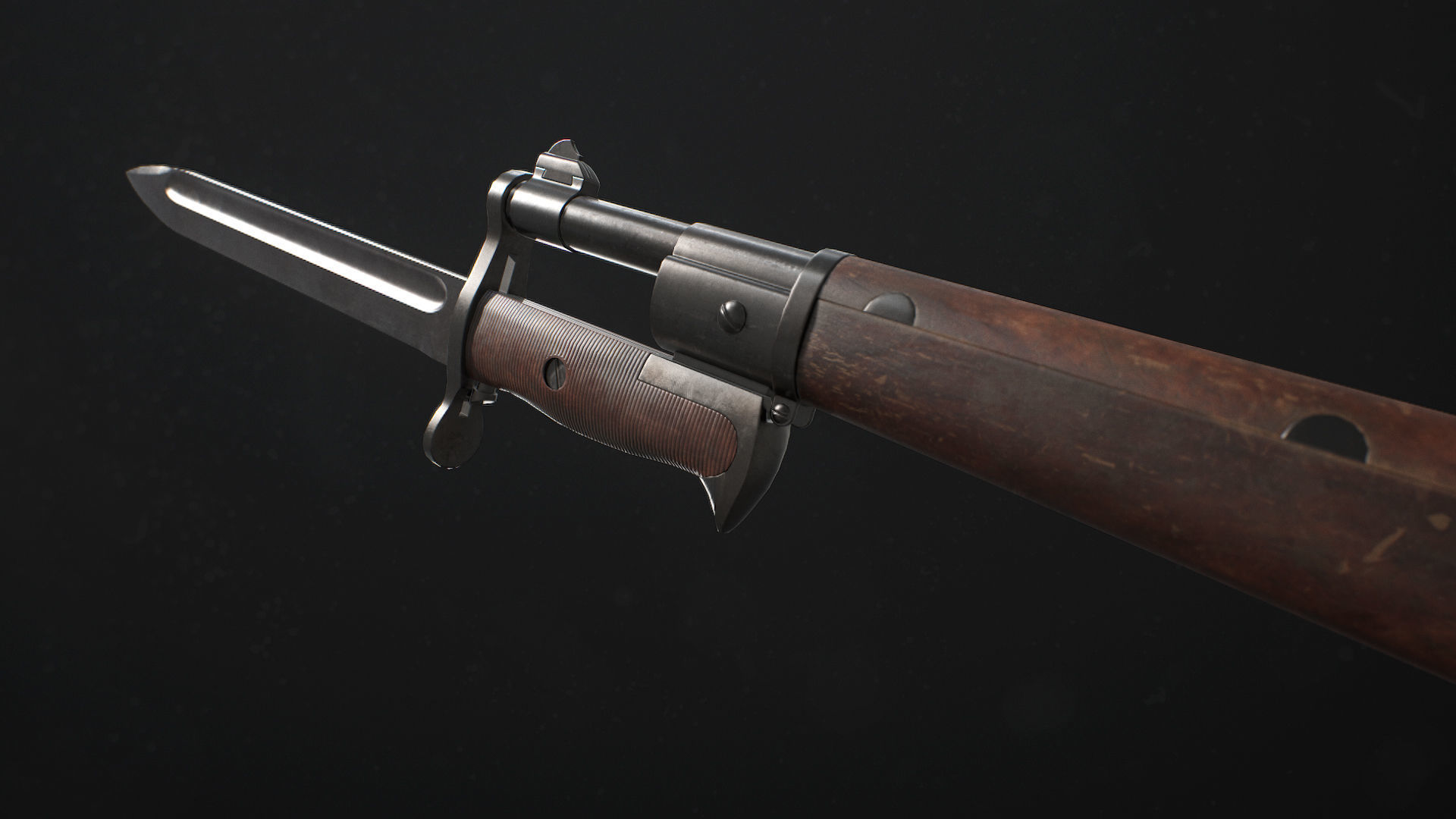 Springfield M1903 Sniper rifle Low-poly 3D model_7