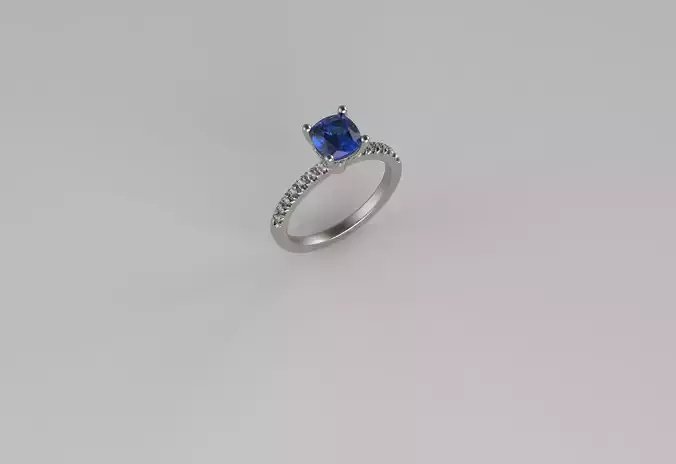 sapphire cushion ring with micro pave 