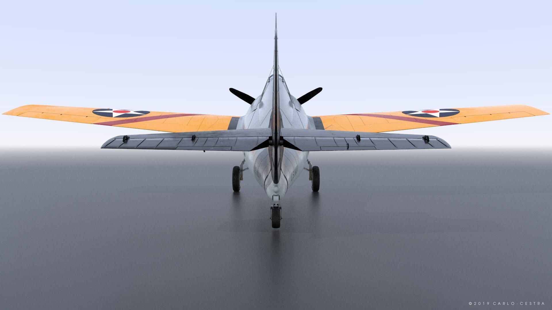 F4F-3 WILDCAT 72F2 Low-poly 3D model_9