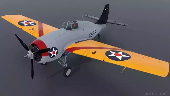 F4F-3 WILDCAT 72F2 Low-poly 3D model