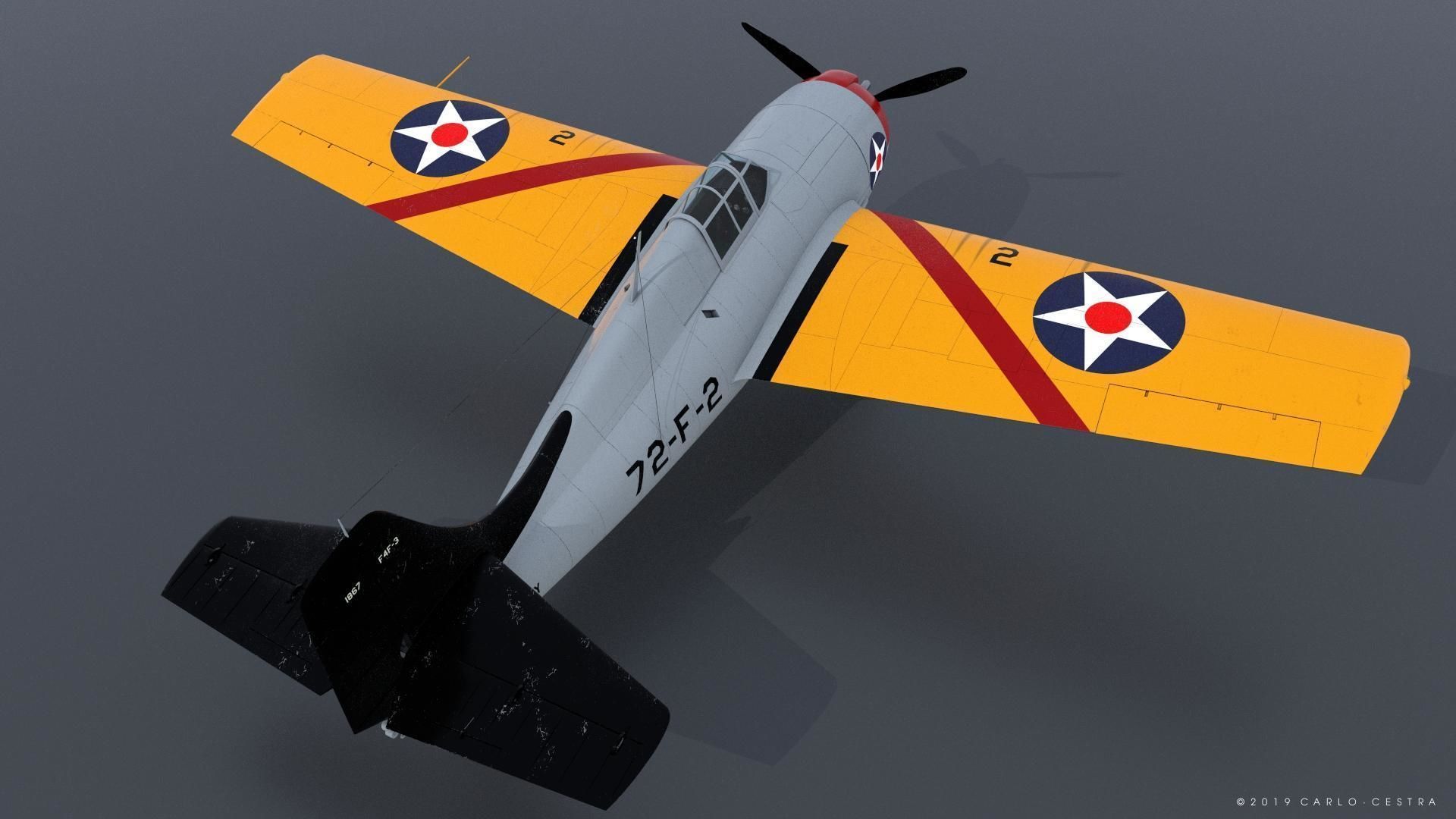 F4F-3 WILDCAT 72F2 Low-poly 3D model_6