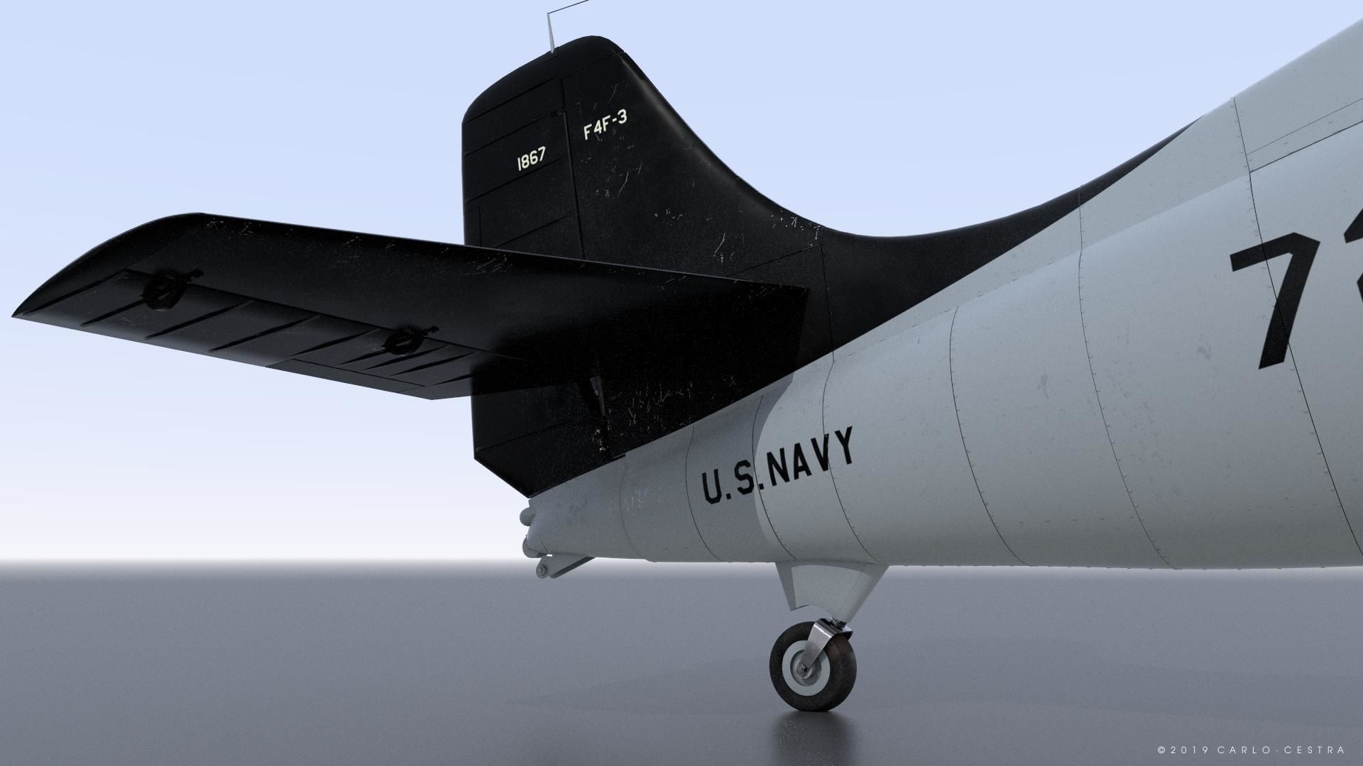 F4F-3 WILDCAT 72F2 Low-poly 3D model_7