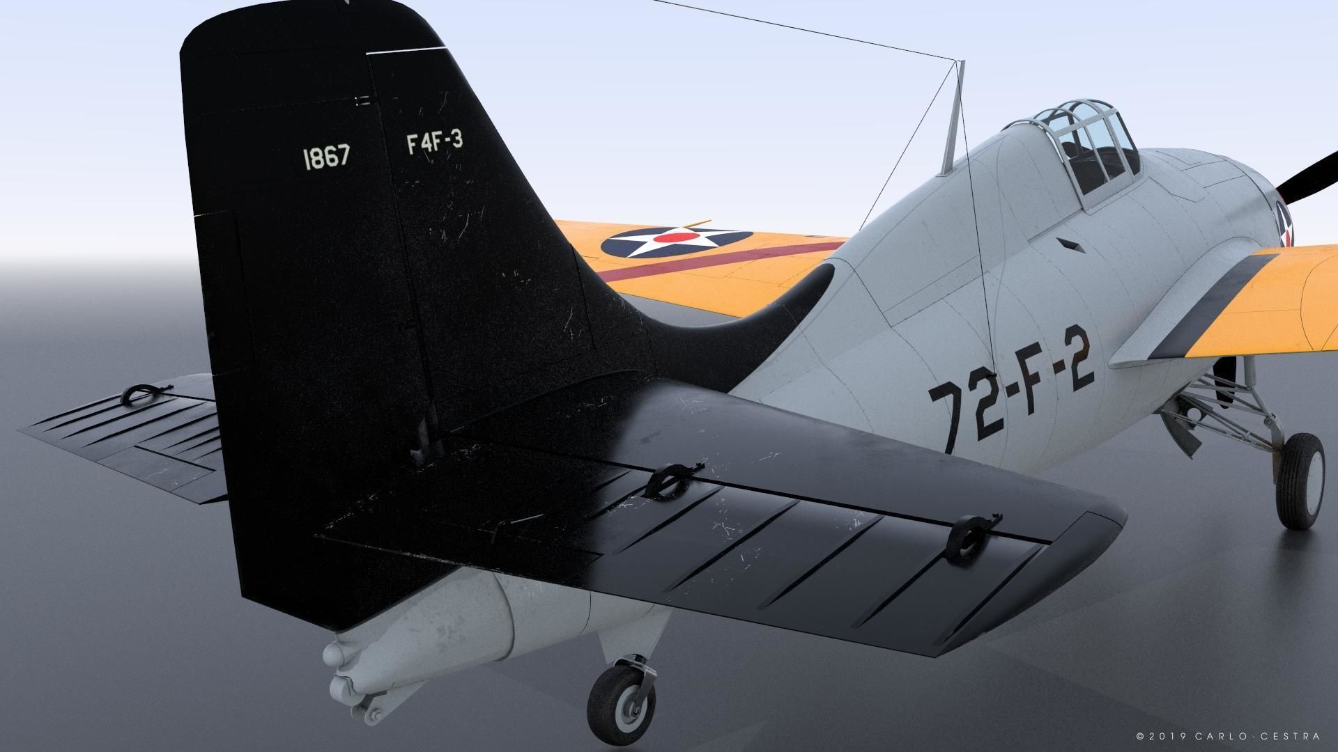 F4F-3 WILDCAT 72F2 Low-poly 3D model_8