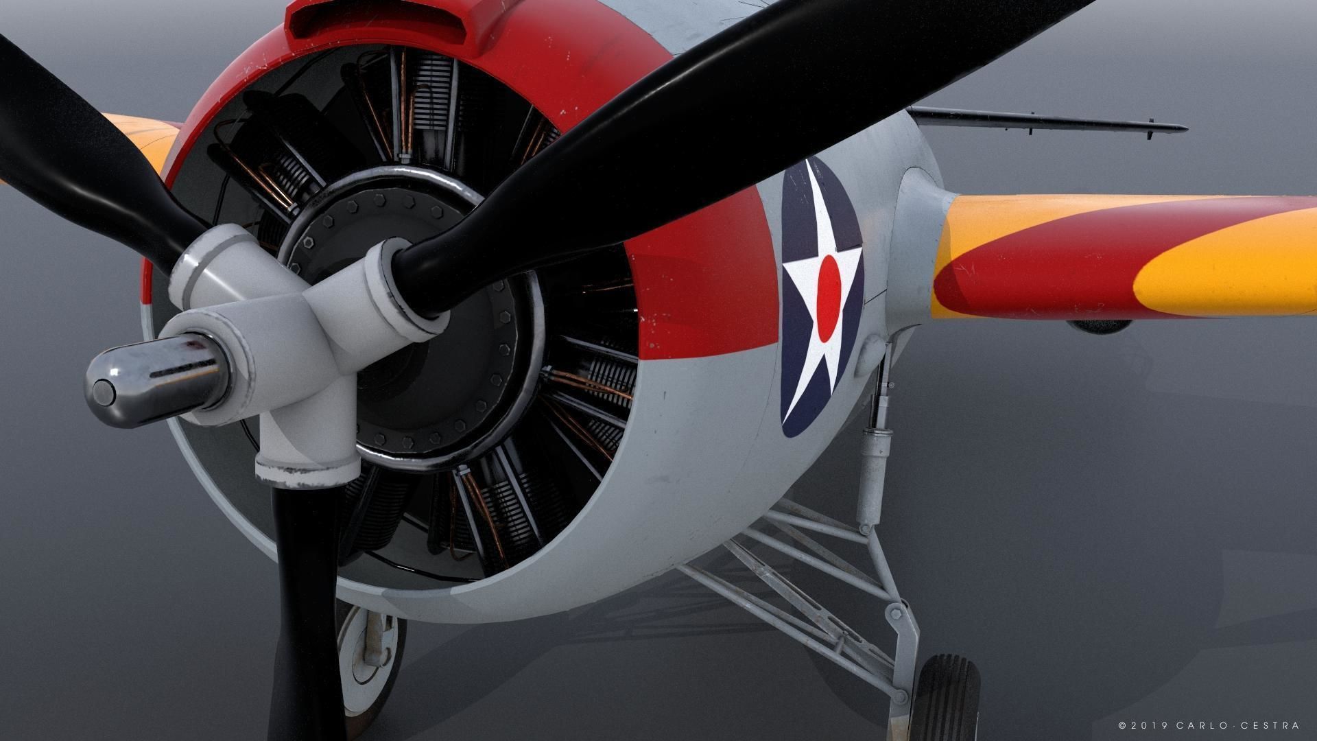 F4F-3 WILDCAT 72F2 Low-poly 3D model_14