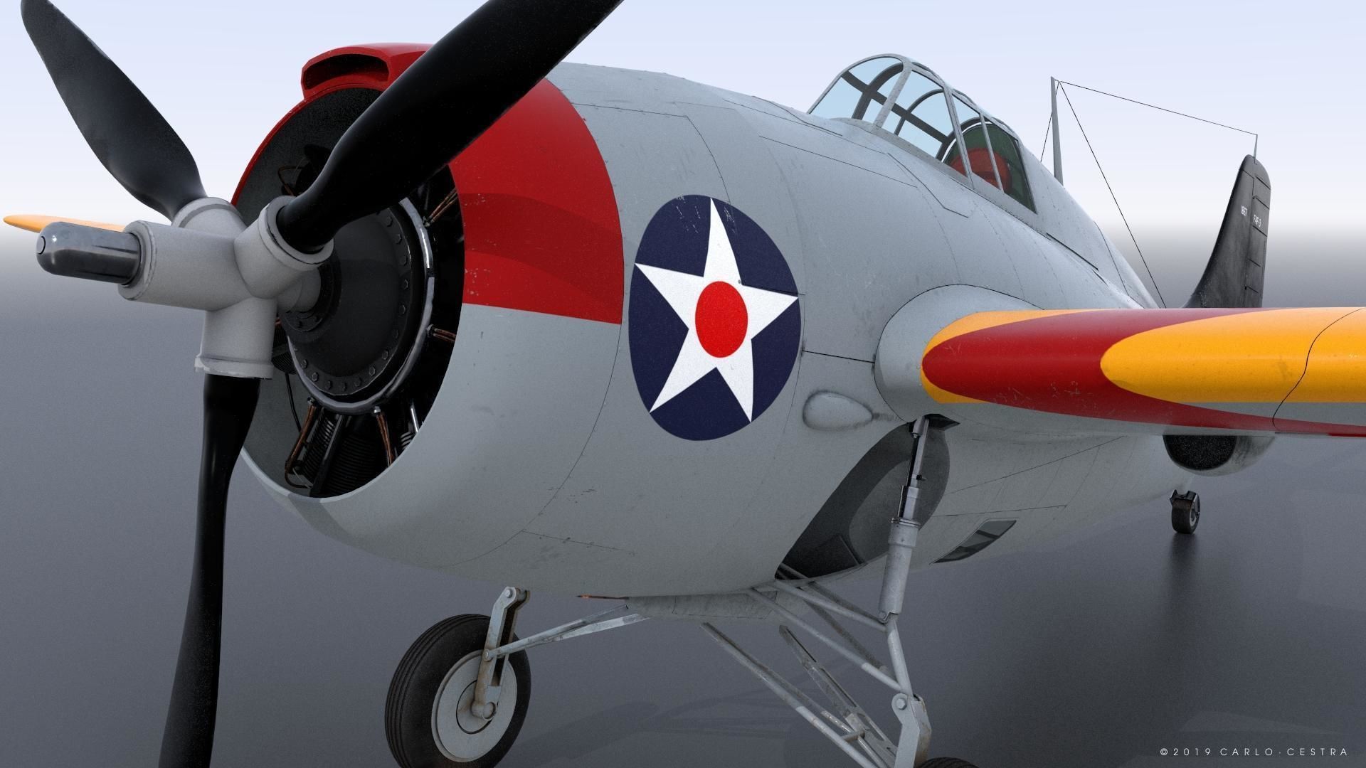 F4F-3 WILDCAT 72F2 Low-poly 3D model_11