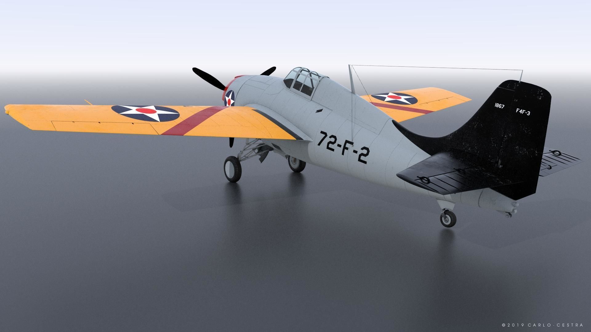 F4F-3 WILDCAT 72F2 Low-poly 3D model_3