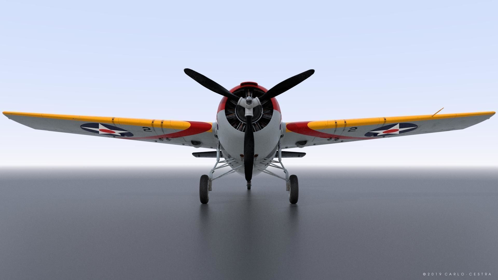 F4F-3 WILDCAT 72F2 Low-poly 3D model_12