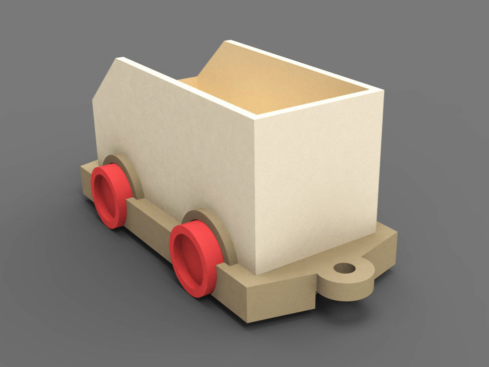 Wooden train toy piggy bank money box 3D model_3