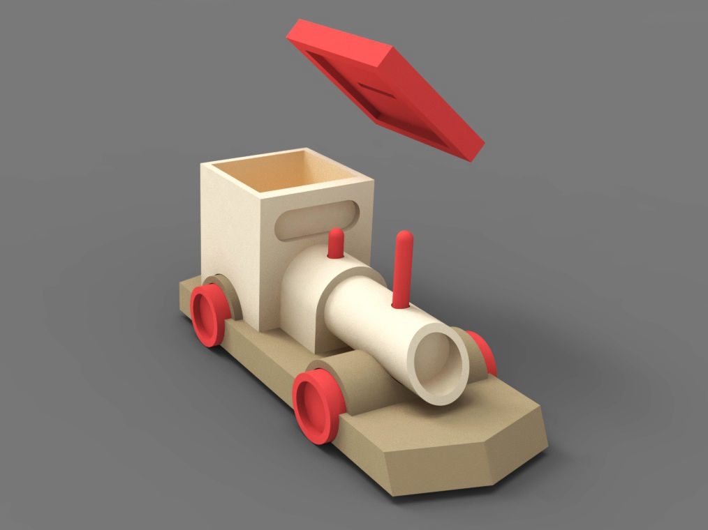 Wooden train toy piggy bank money box 3D model_5