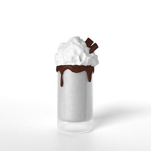 Milkshake cup with whipped cream and chocolate 3D model
