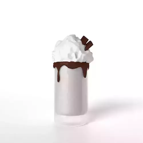 Milkshake cup with whipped cream and chocolate 3D model