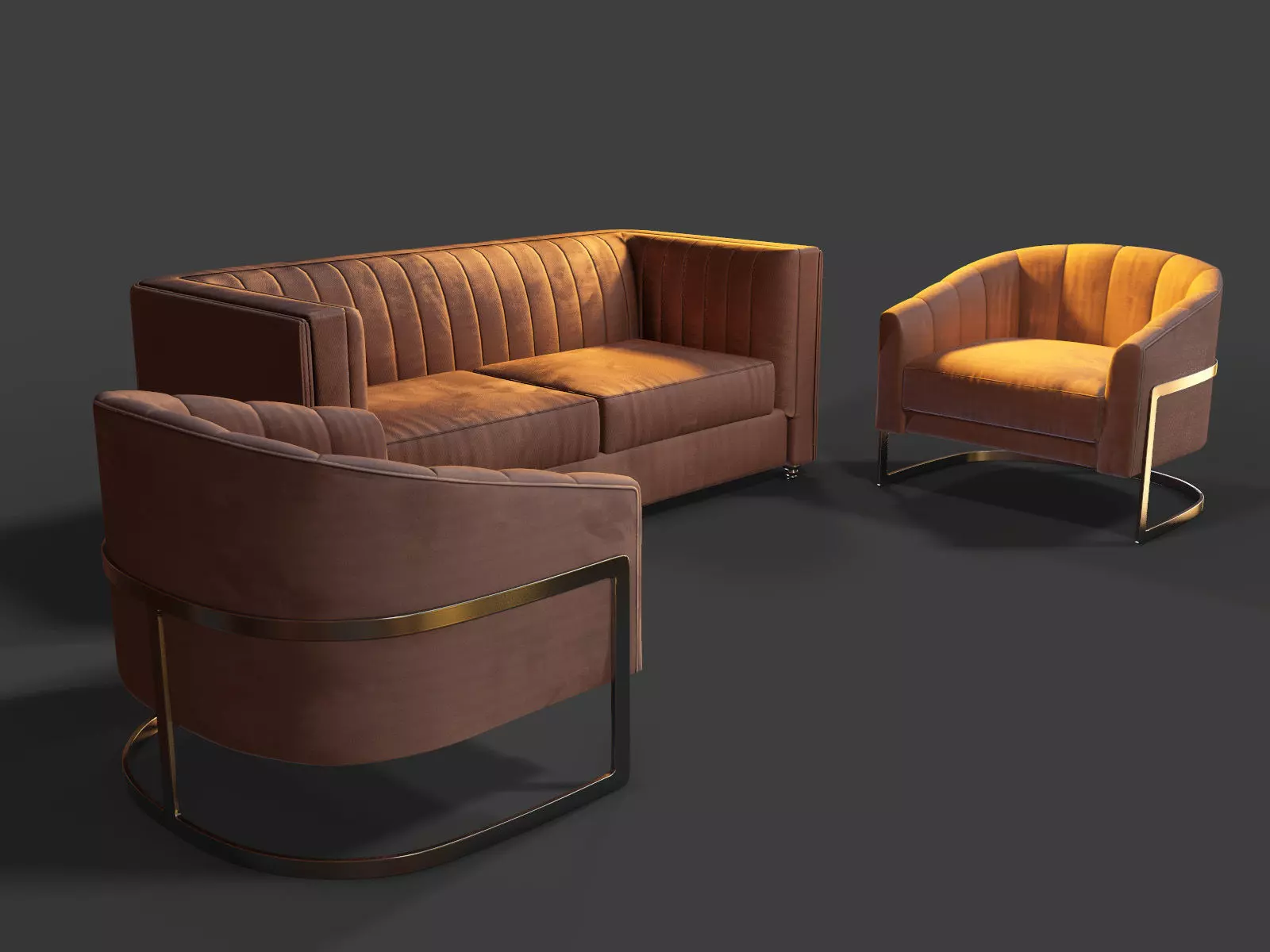 Modern Armchair set2 PBR Low-poly 3D model