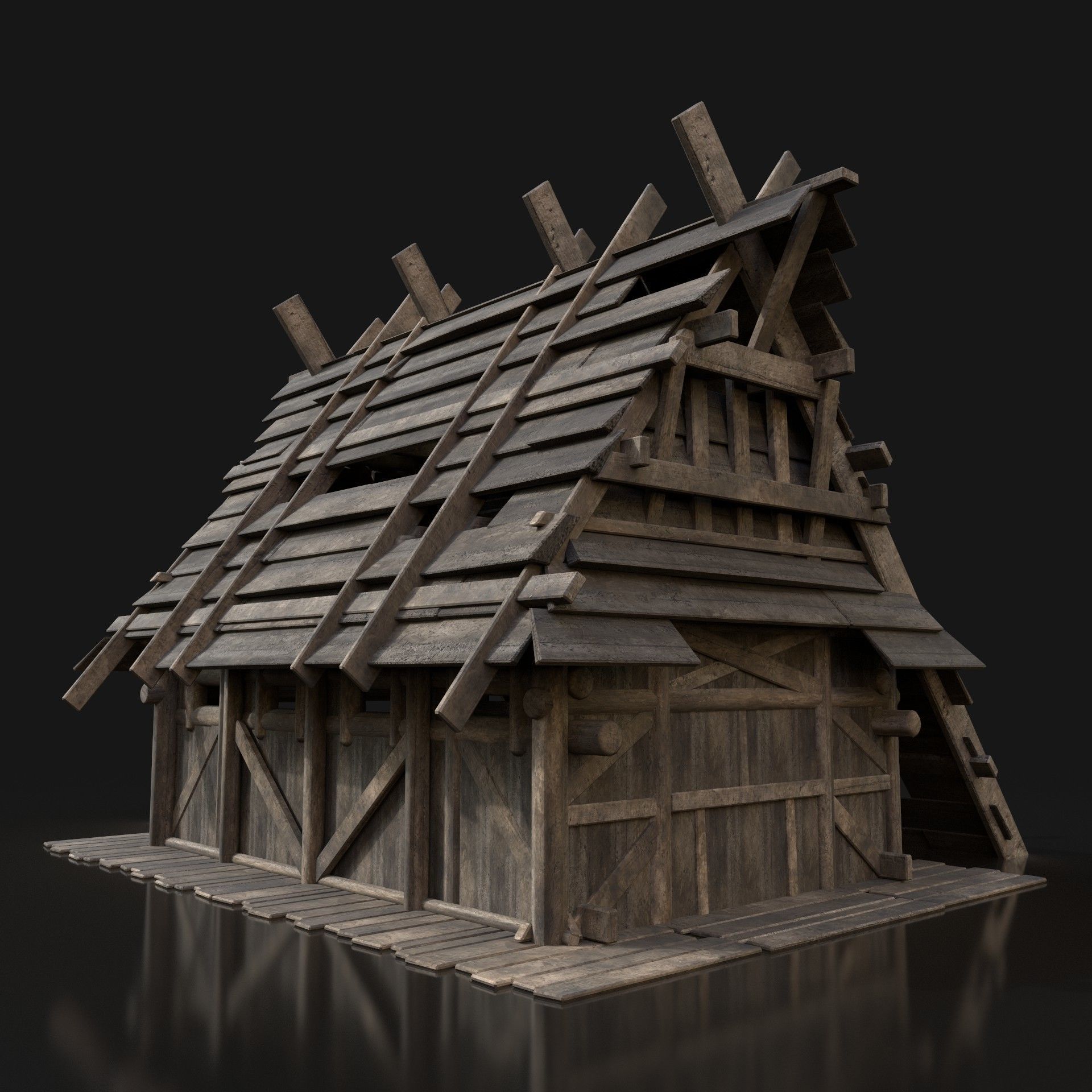 Viking Simple House Cottage Hut Northern Fantasy Next Gen AAA Low-poly 3D model_3