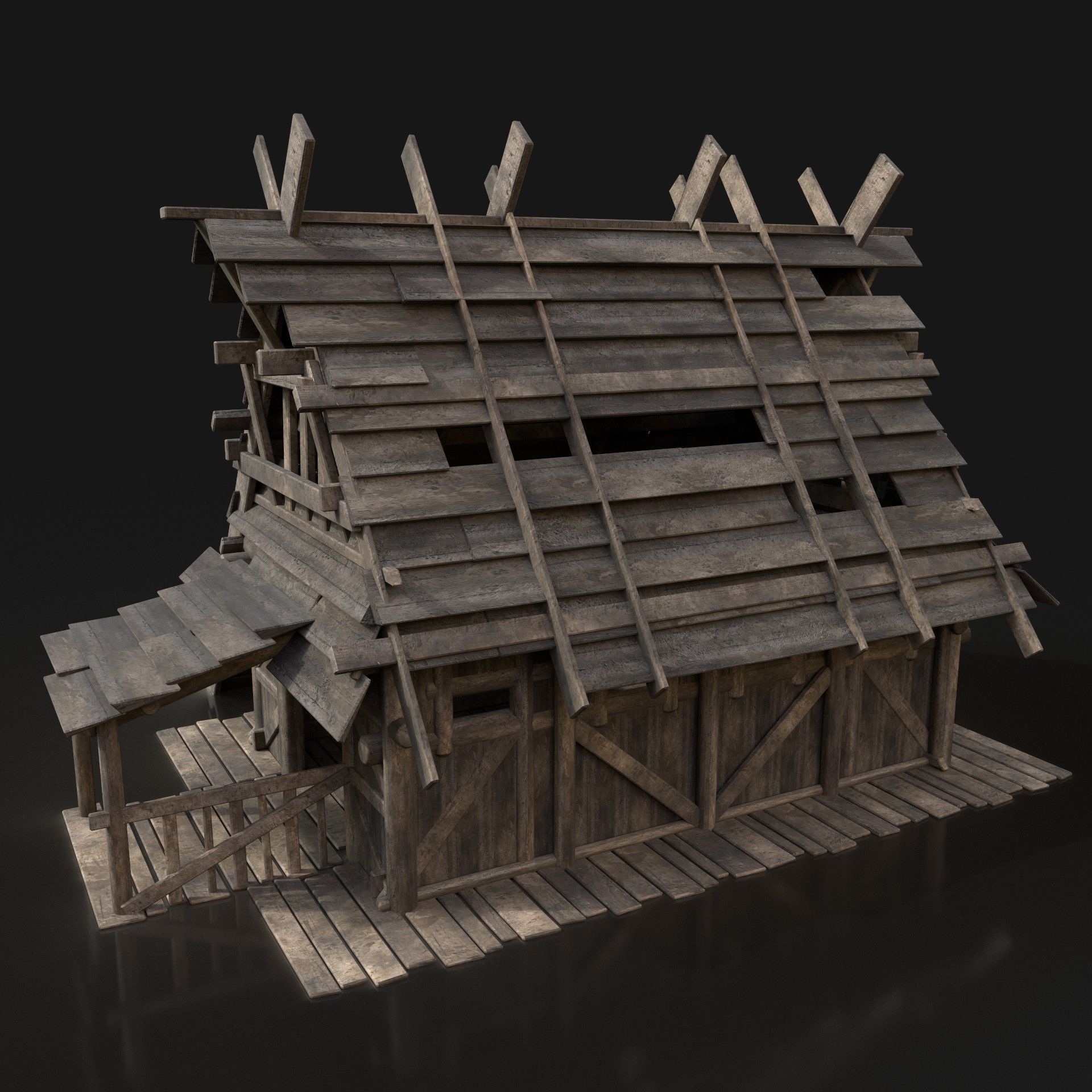 Viking Simple House Cottage Hut Northern Fantasy Next Gen AAA Low-poly 3D model_2