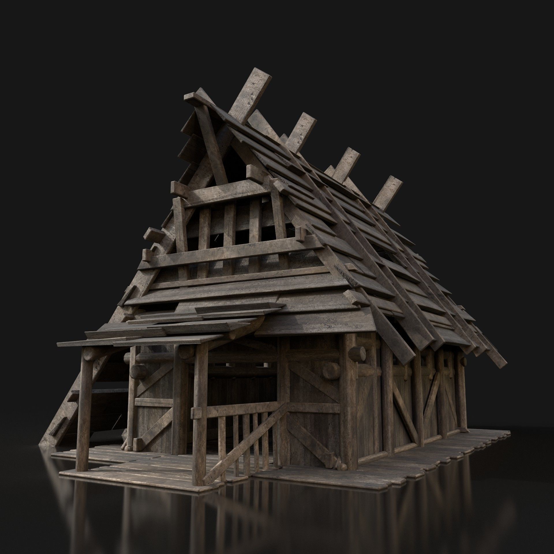 Viking Simple House Cottage Hut Northern Fantasy Next Gen AAA Low-poly 3D model_1