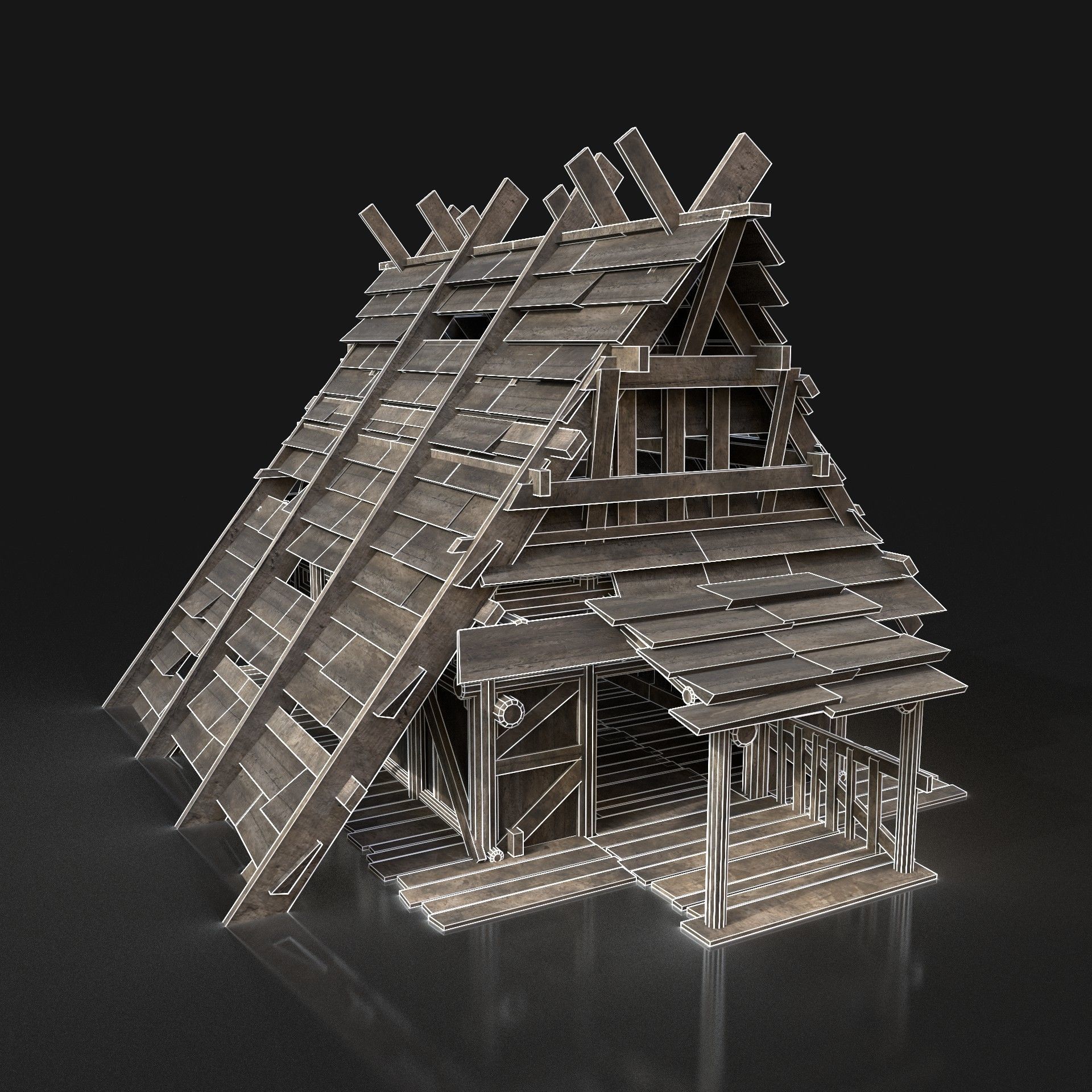 Viking Simple House Cottage Hut Northern Fantasy Next Gen AAA Low-poly 3D model_5