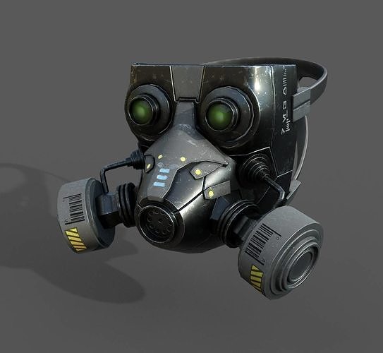 Gas mask helmet scifi military combat 3d model  Low-poly 3D model