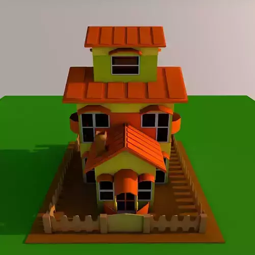 Low poly cartoon house 