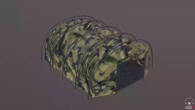 Military tent desert camo great for base - Low poly