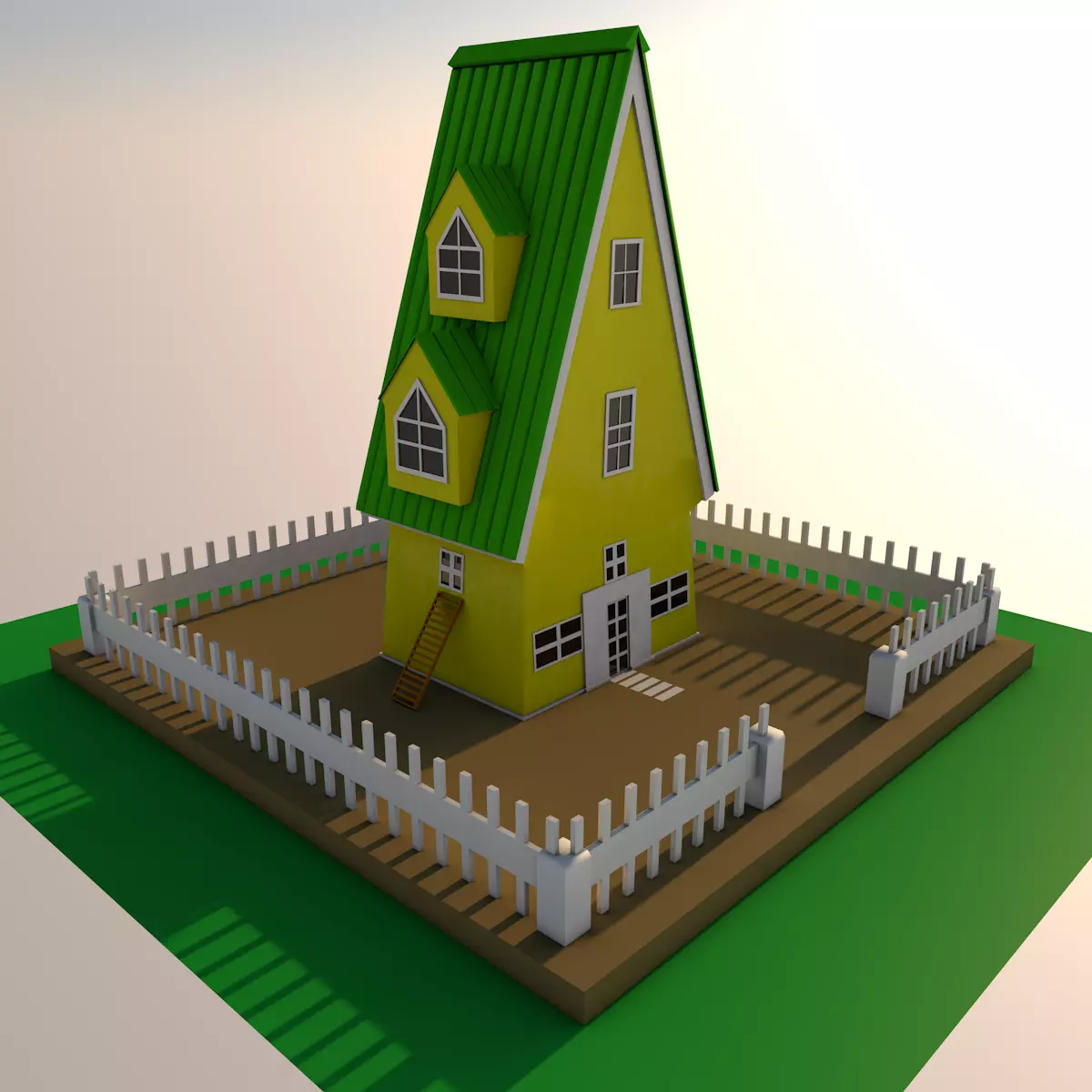 Low poly cartoon house Low-poly 3D model