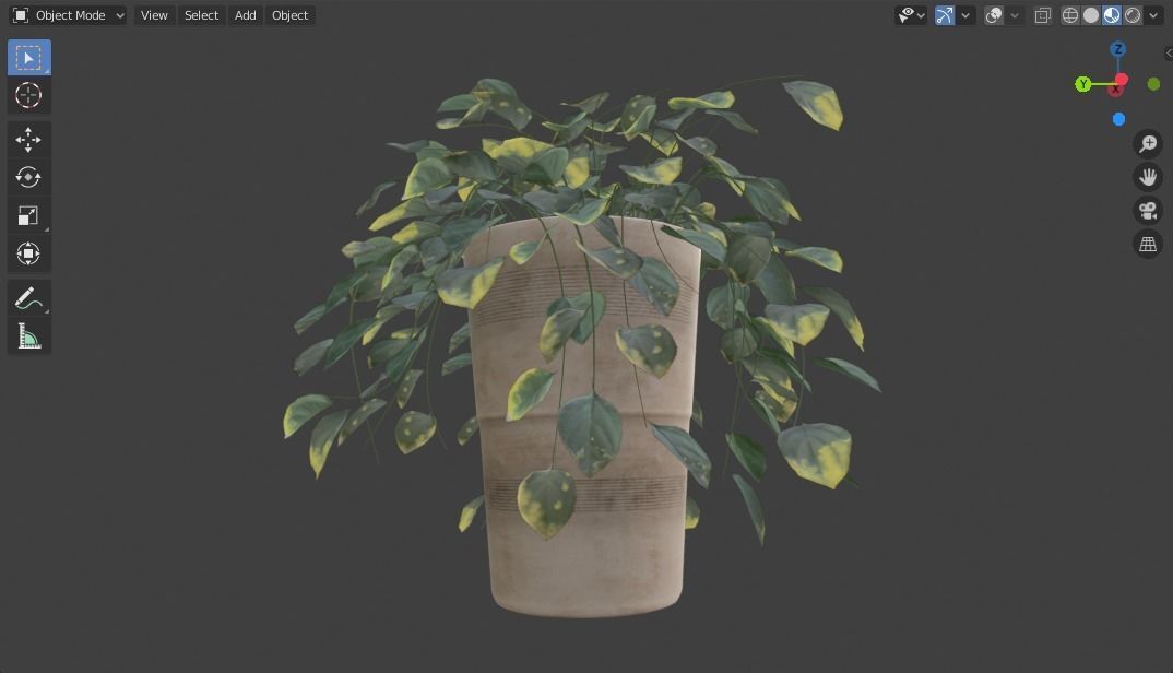 Pot with Plant 3D model_8
