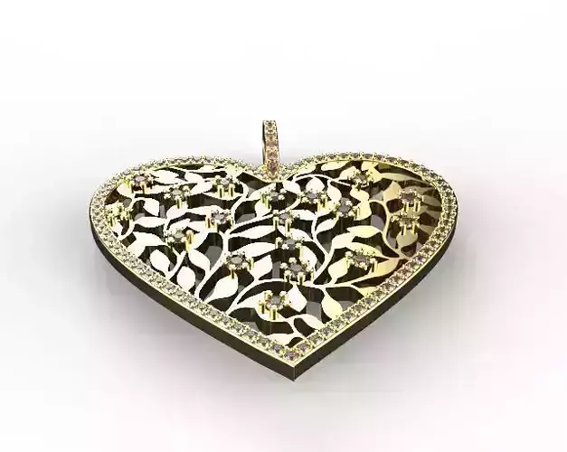 women  jewelry pendant with gems hearts and leaf