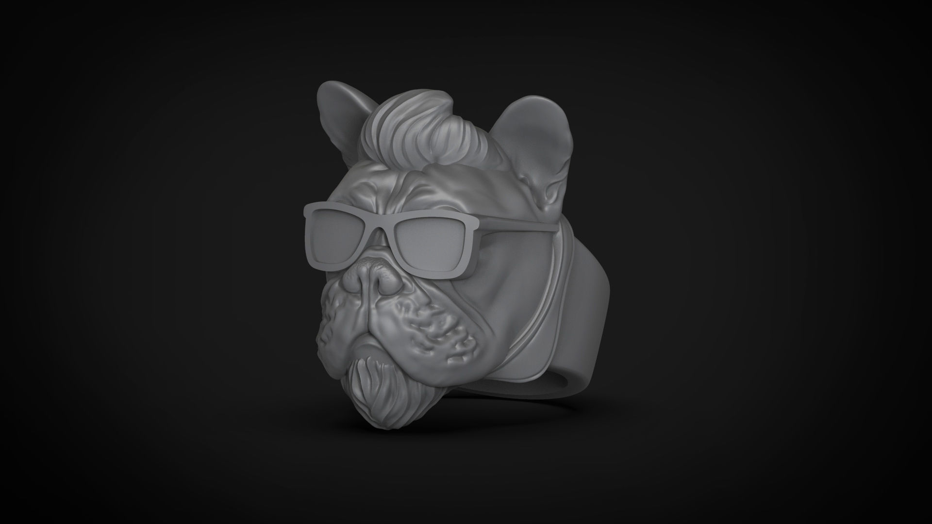French bulldog Dog Ring Rock star STL 3d model for 3d printing 3D print model_5
