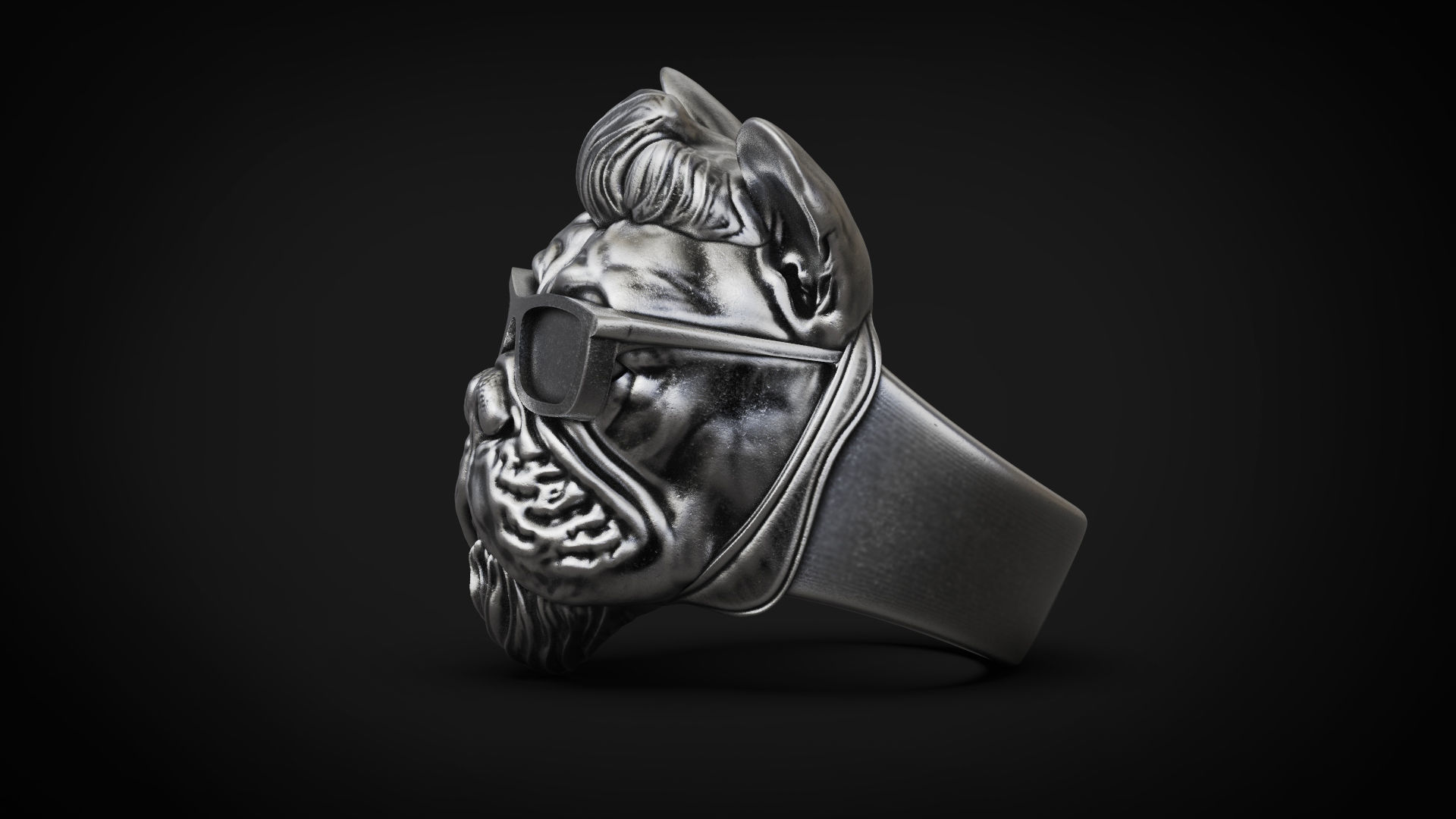 French bulldog Dog Ring Rock star STL 3d model for 3d printing 3D print model_2