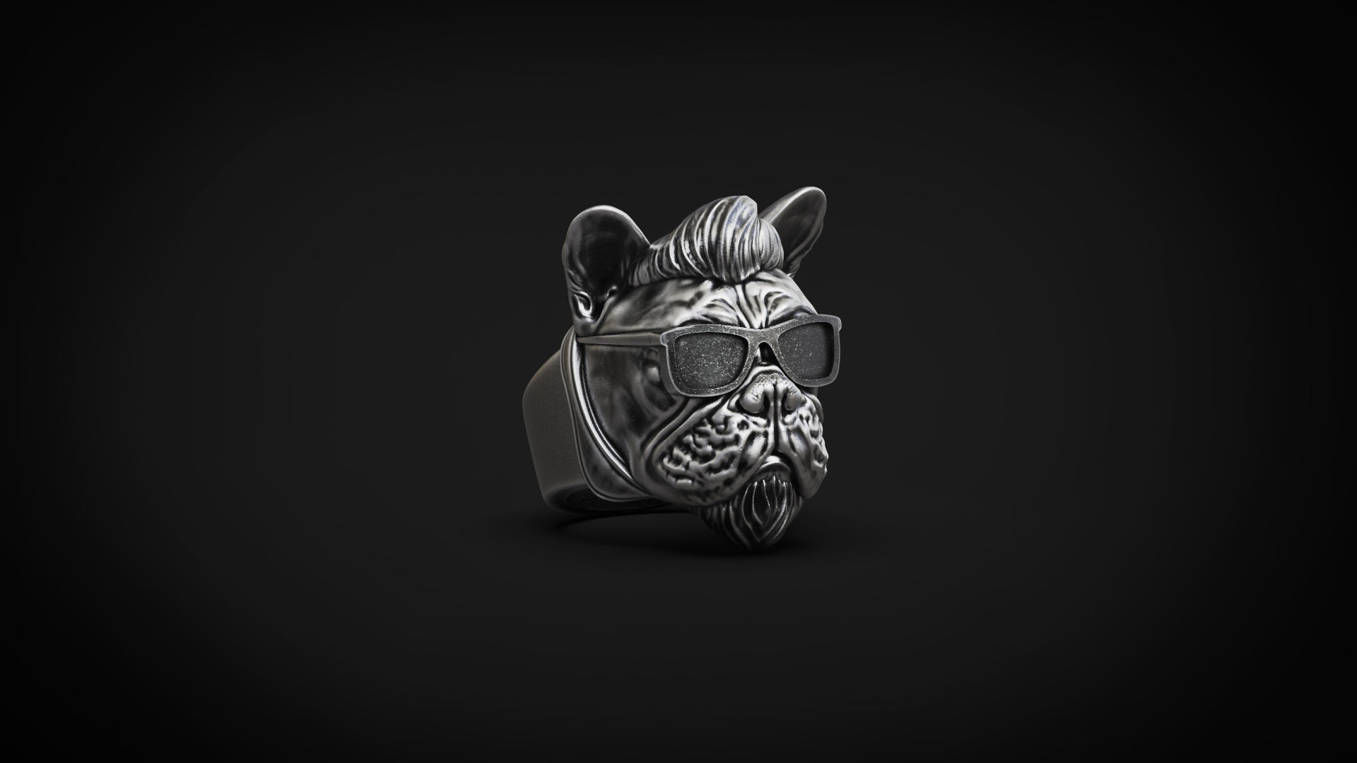 French bulldog Dog Ring Rock star STL 3d model for 3d printing 3D print model_3
