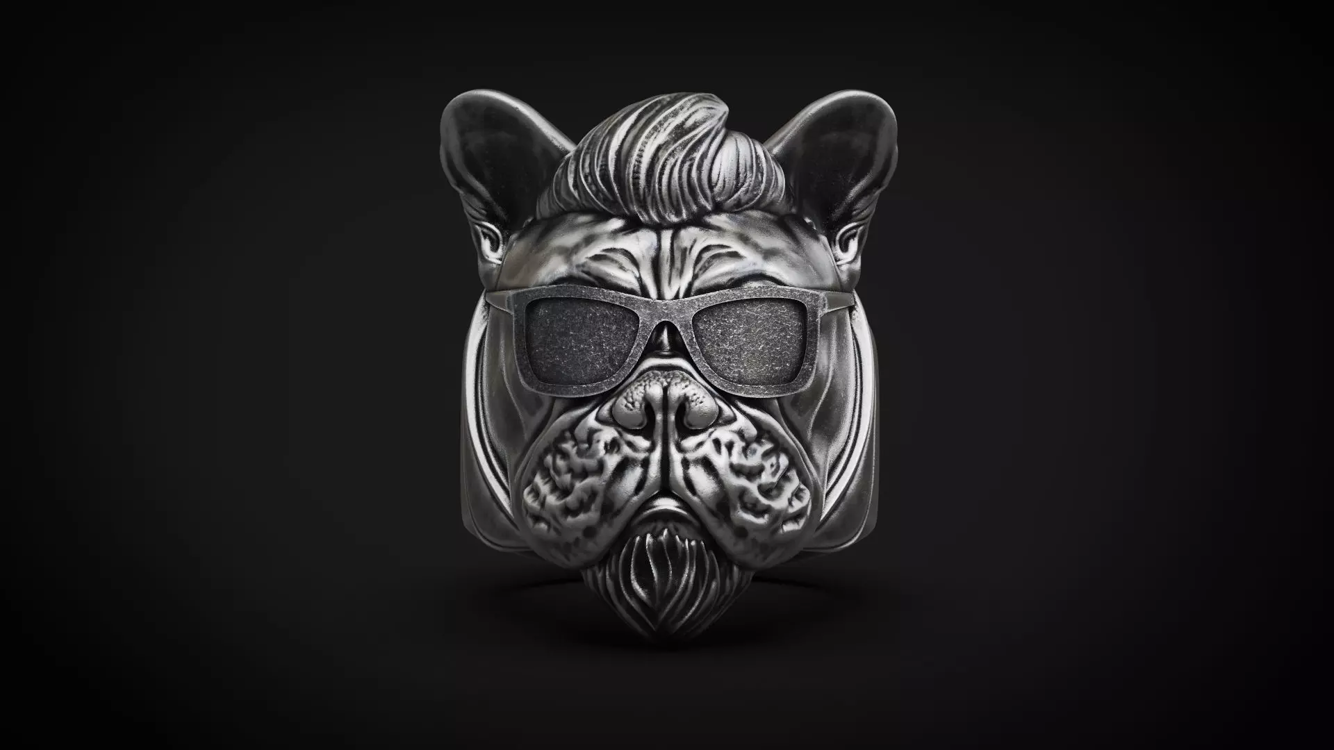 French bulldog Dog Ring Rock star STL 3d model for 3d printing 3D print model_0