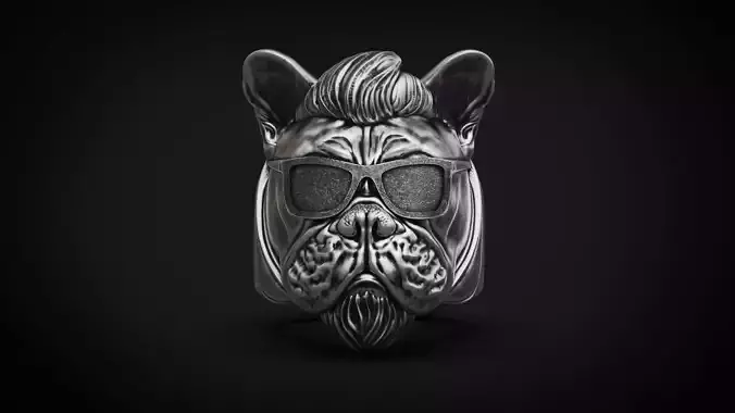 French bulldog Dog Ring Rock star STL 3d model for 3d printing 3D print model
