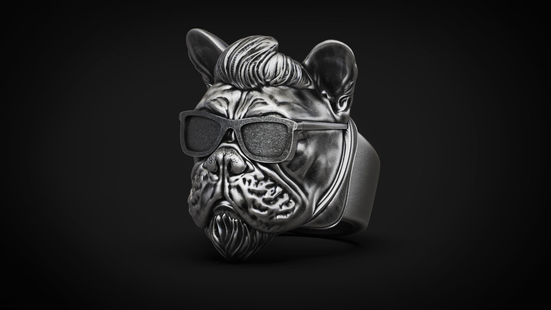 French bulldog Dog Ring Rock star STL 3d model for 3d printing 3D print model_1