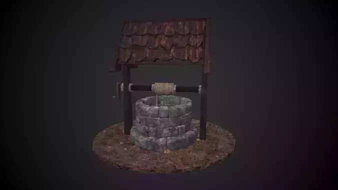 Low Poly Well model water Low-poly 3D model