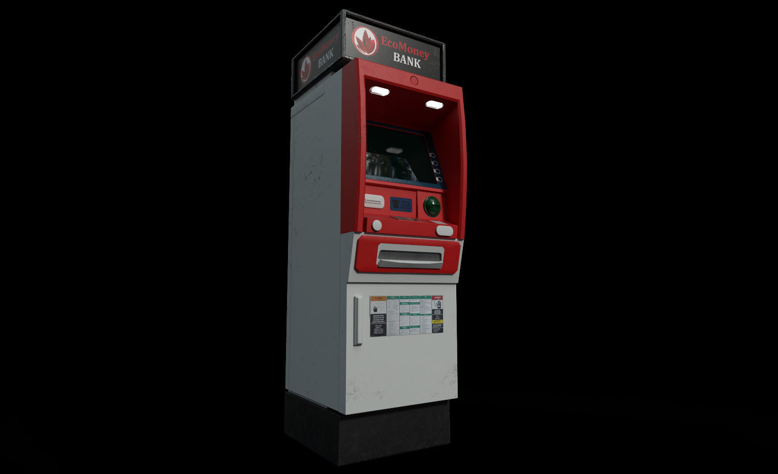 ATM Bankomat Gameready Model Low-poly 3D model_3