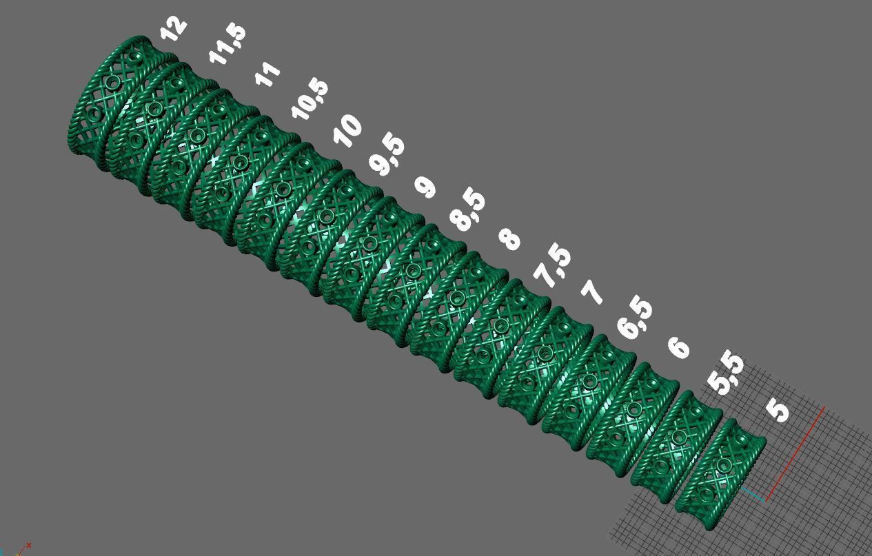 a pair of beautiful golden wicker wedding rings 3D print model_11