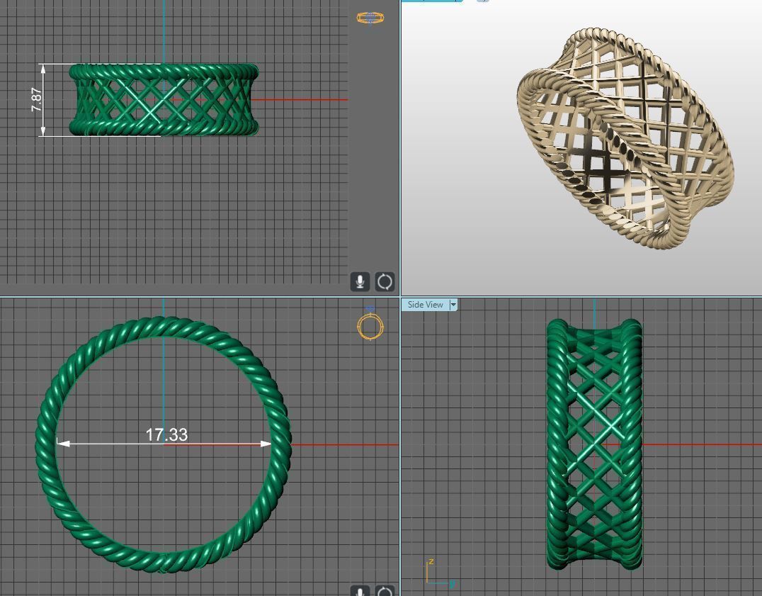 a pair of beautiful golden wicker wedding rings 3D print model_6