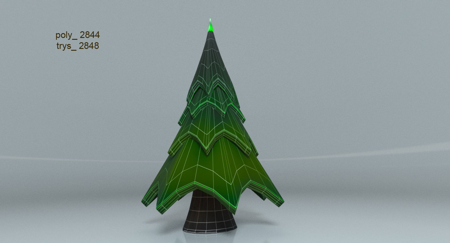 CartooN tree Low-poly 3D model_1