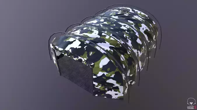 Military tent snow camo great for base - Low-poly 3D model