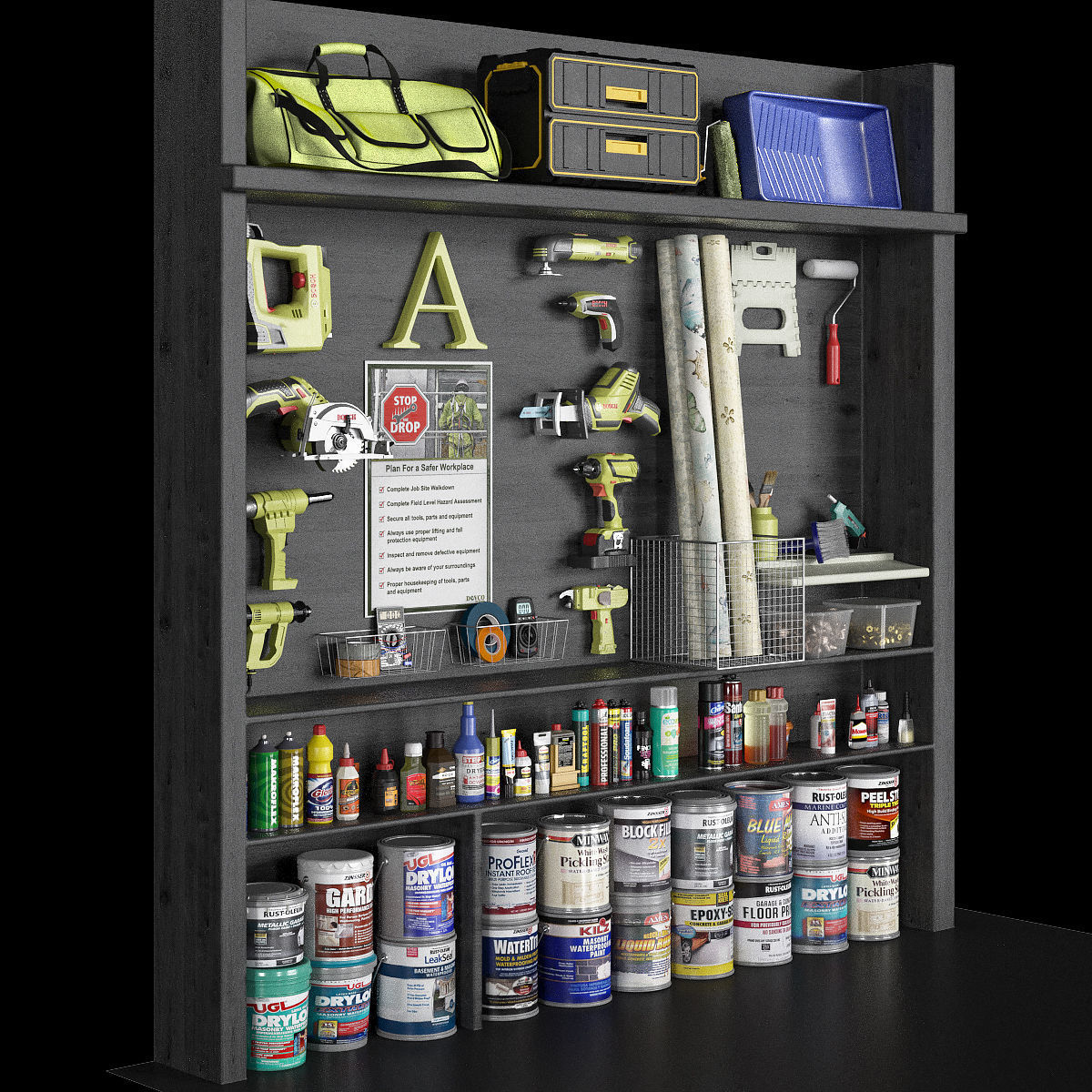 garage tools set 10 3D model_1