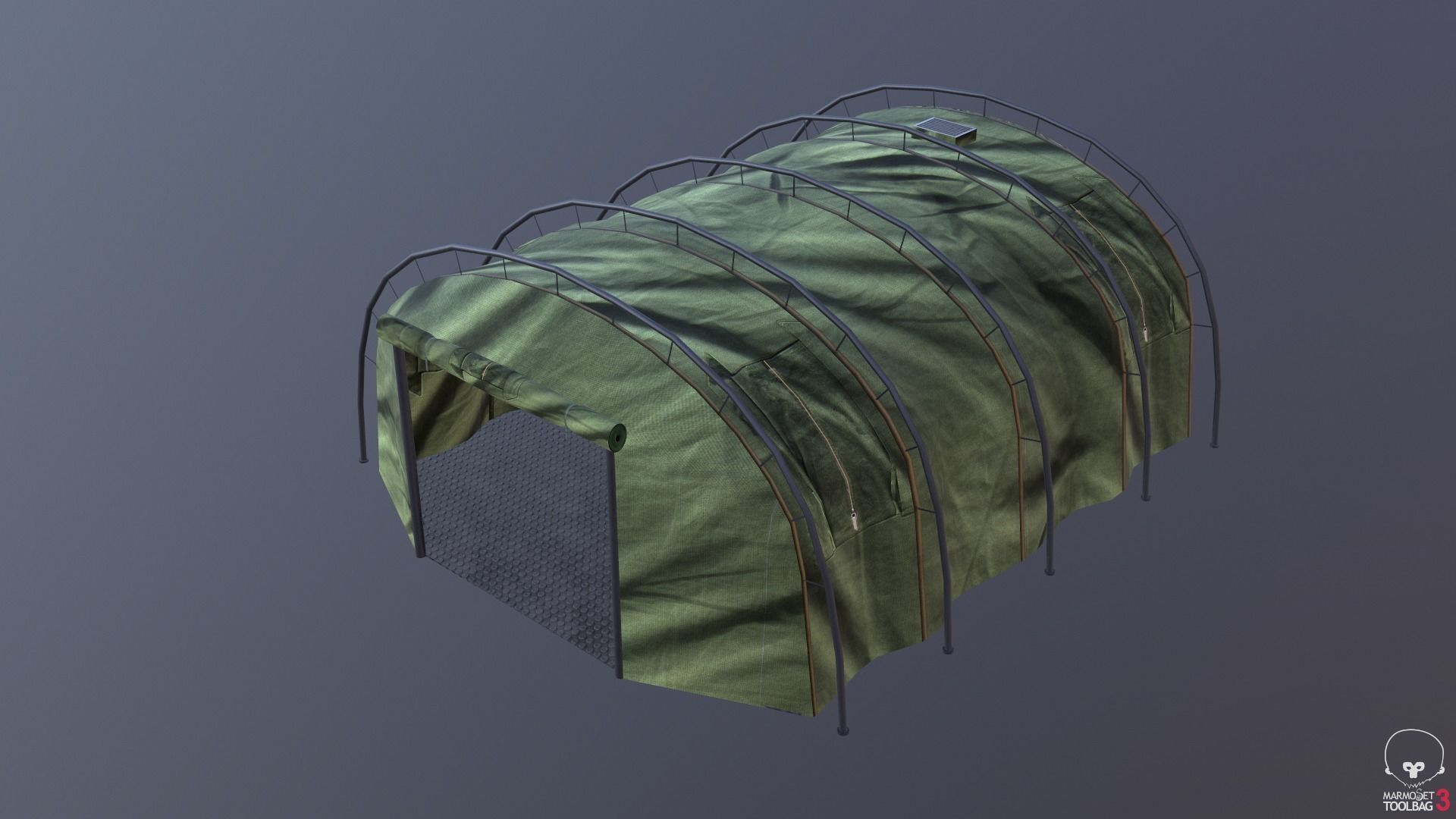 Military tent summer camo great for base - Low poly Low-poly 3D model_10