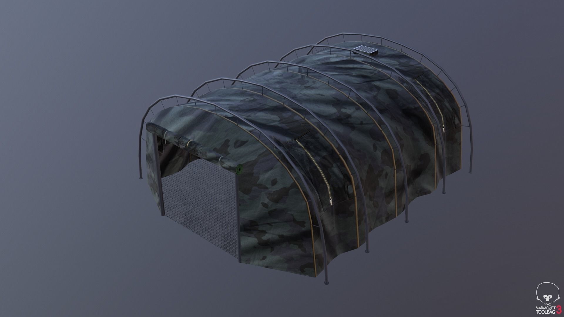 Military tent summer camo great for base - Low poly Low-poly 3D model_12