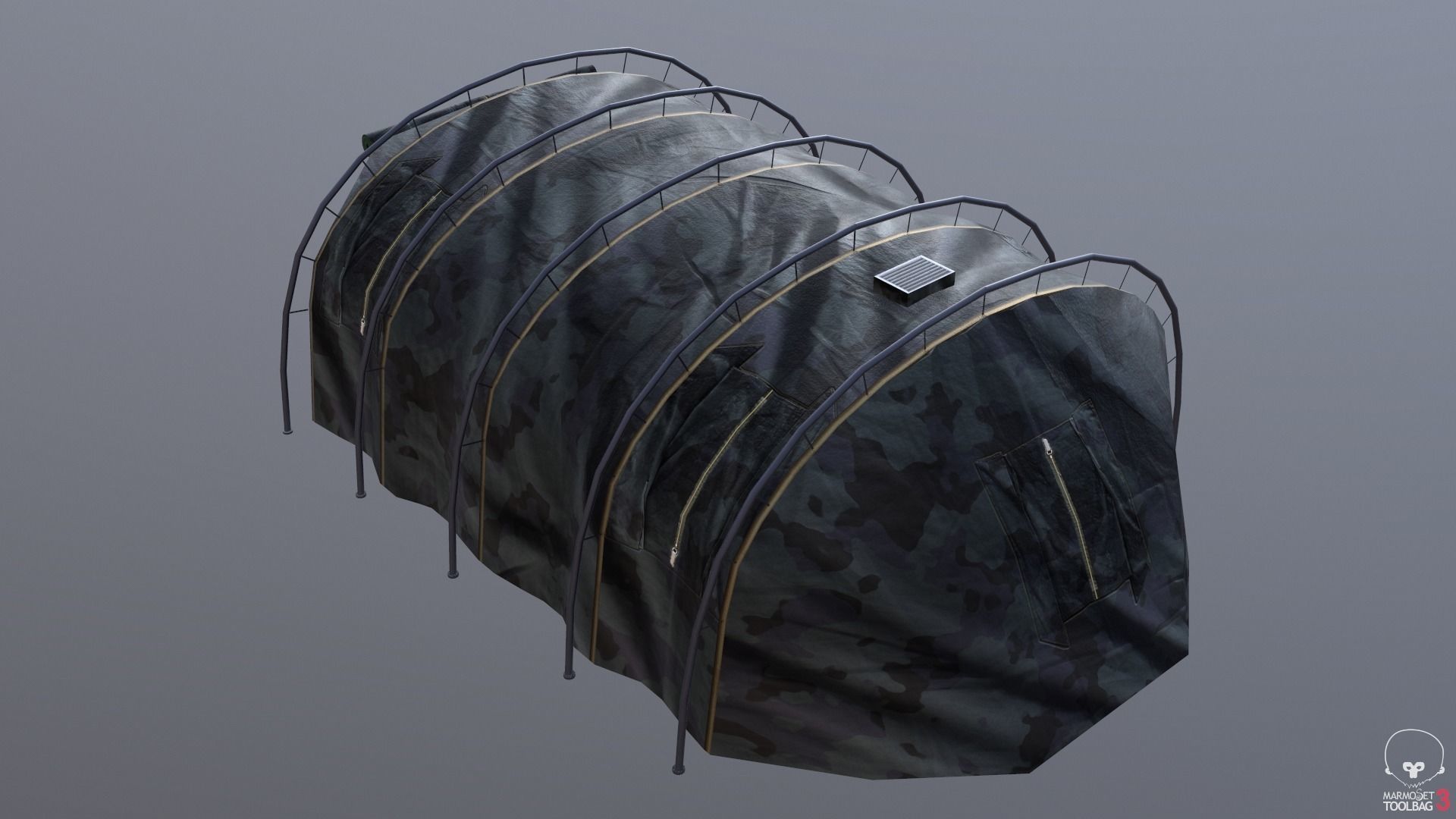 Military tent summer camo great for base - Low poly Low-poly 3D model_17