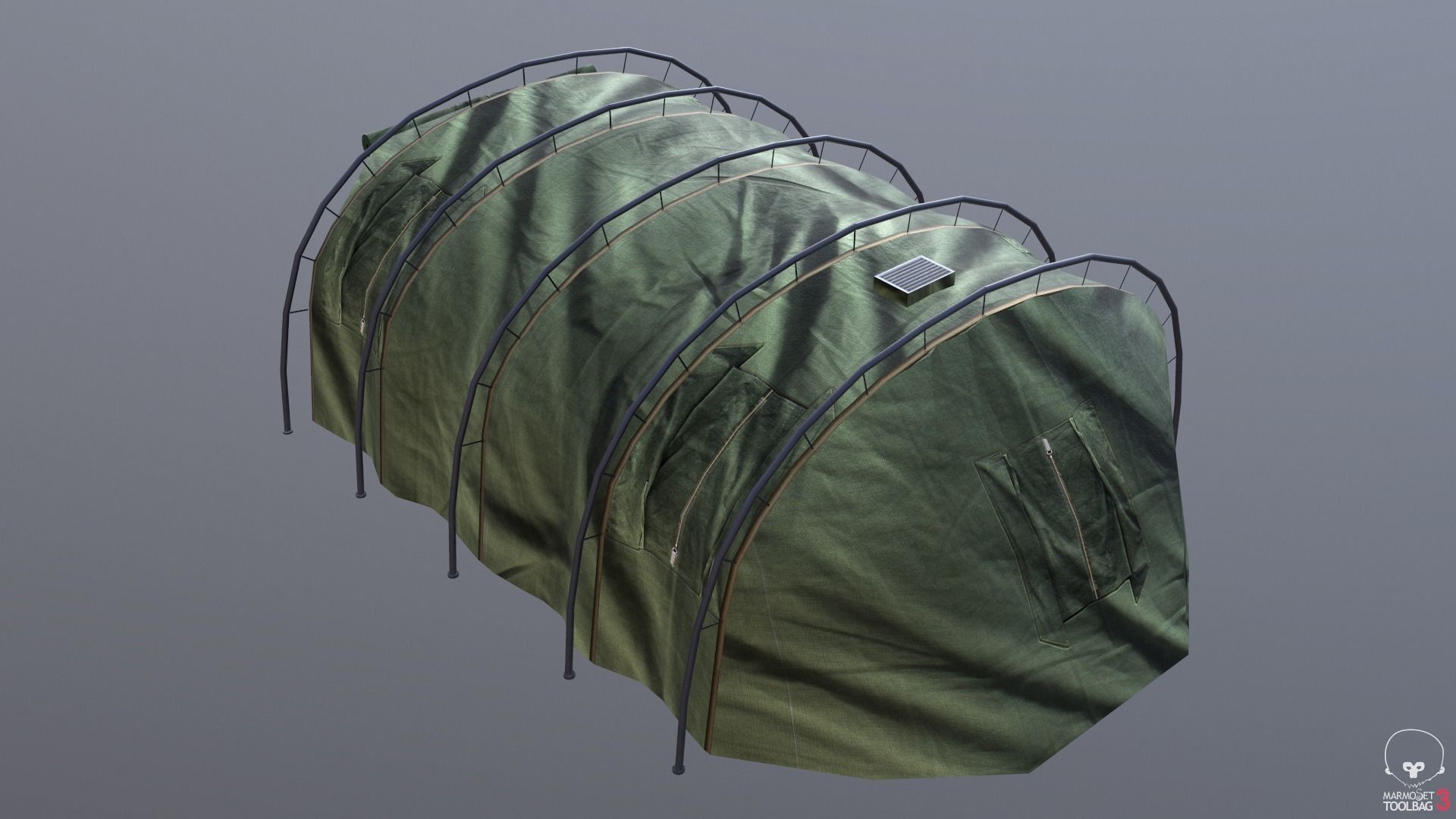 Military tent summer camo great for base - Low poly Low-poly 3D model_15