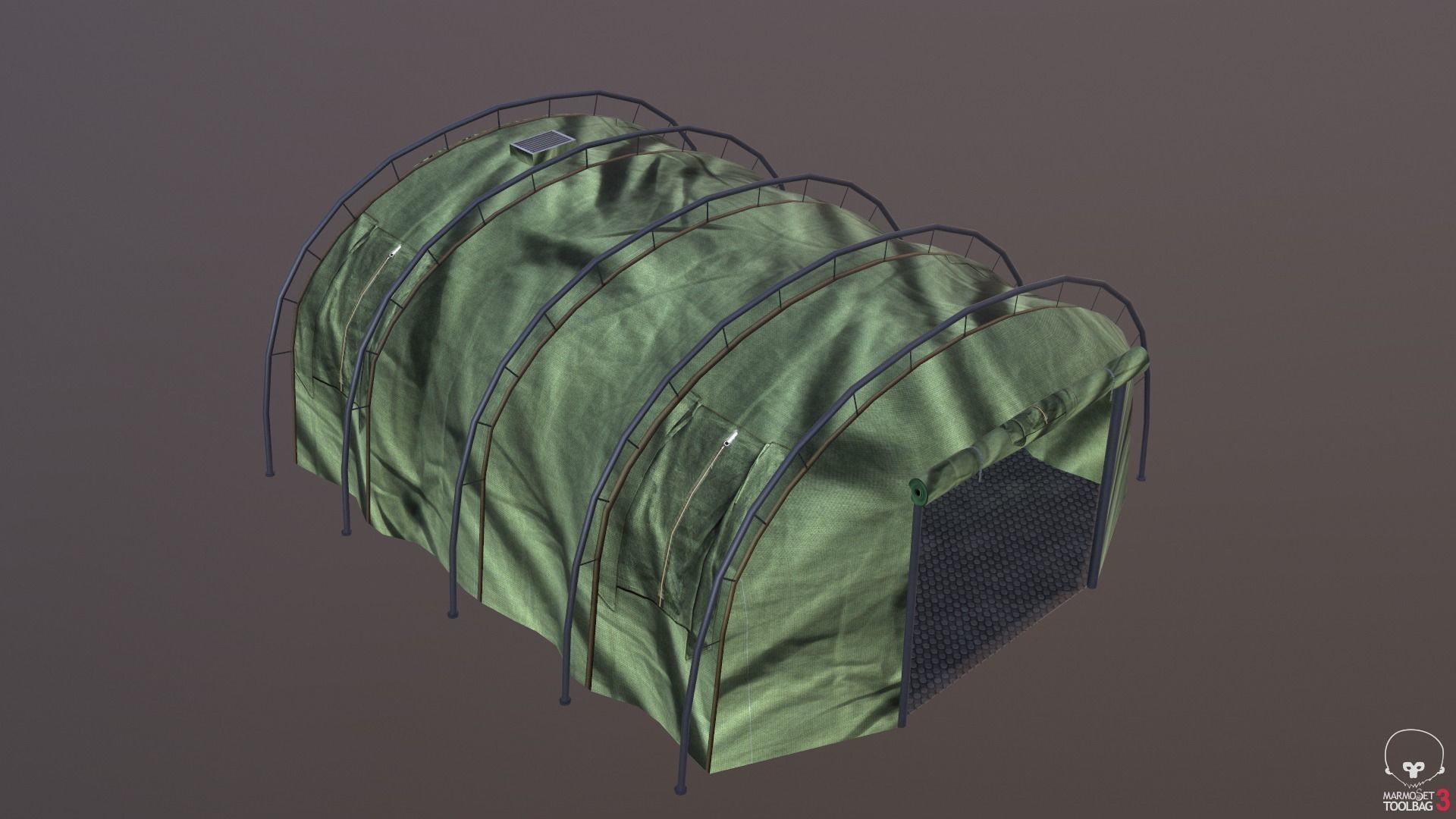 Military tent summer camo great for base - Low poly Low-poly 3D model_6