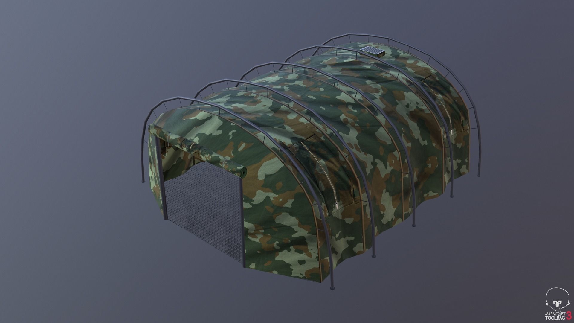 Military tent summer camo great for base - Low poly Low-poly 3D model_14