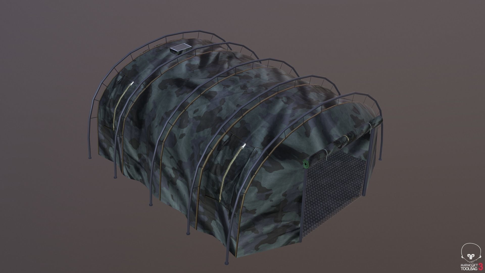 Military tent summer camo great for base - Low poly Low-poly 3D model_8