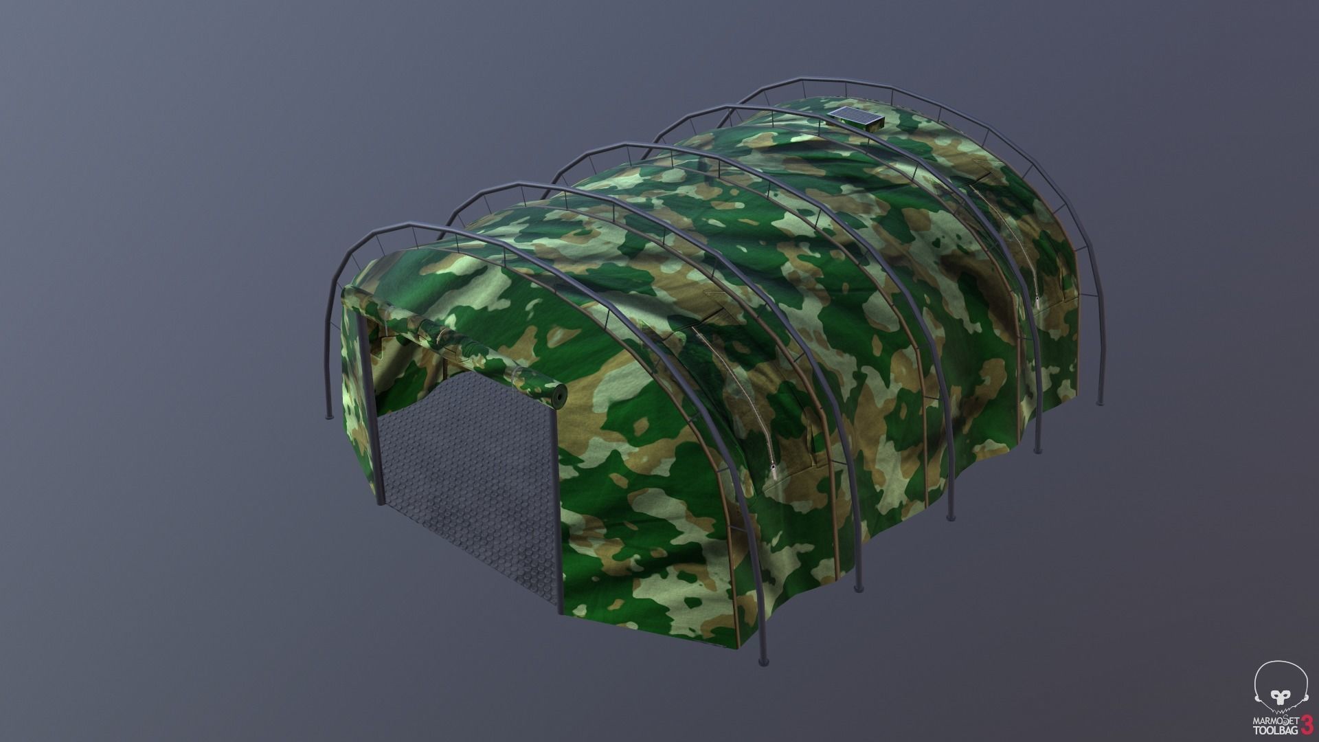 Military tent summer camo great for base - Low poly Low-poly 3D model_11